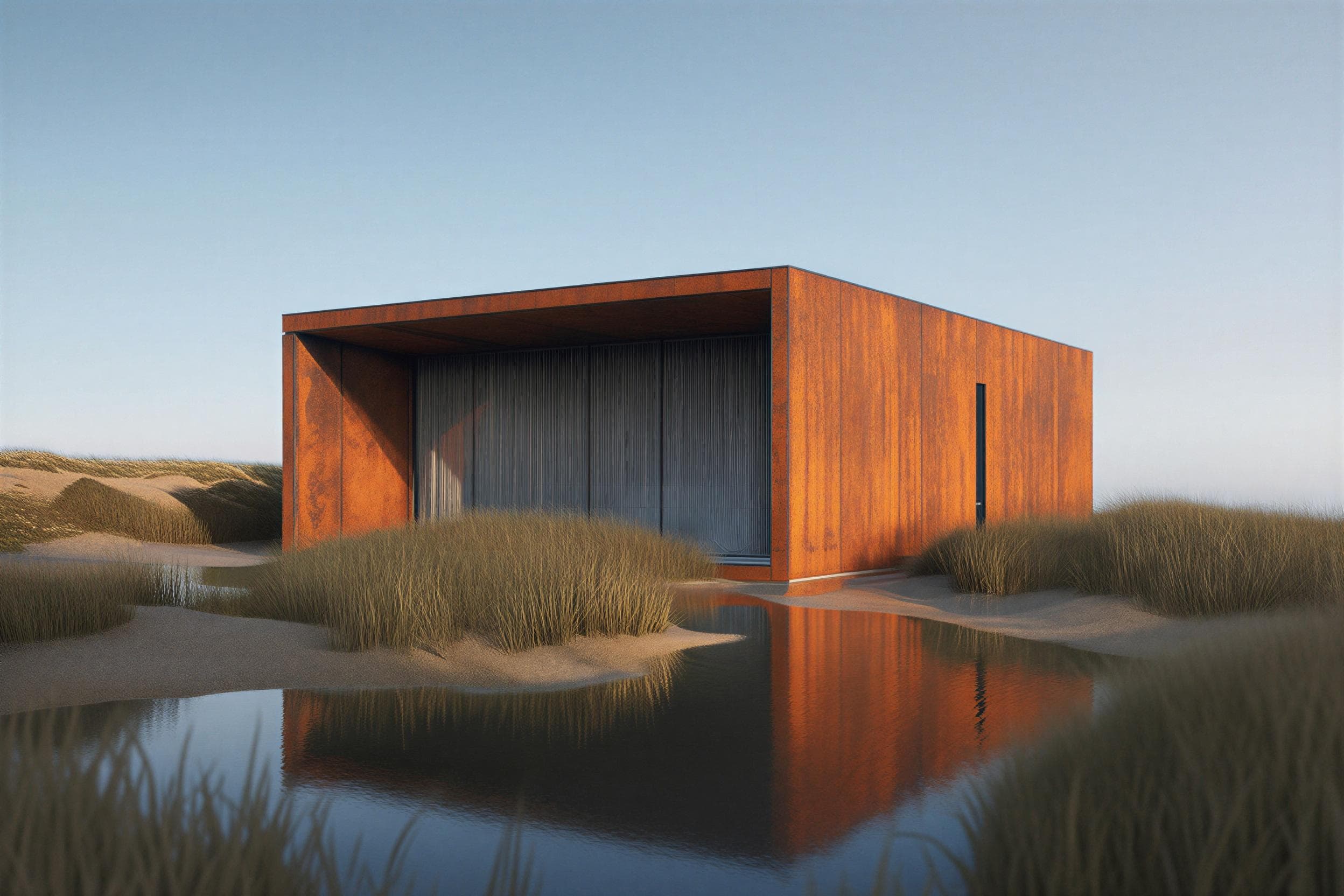 Modern architecture embedded in landscape